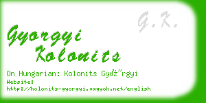 gyorgyi kolonits business card